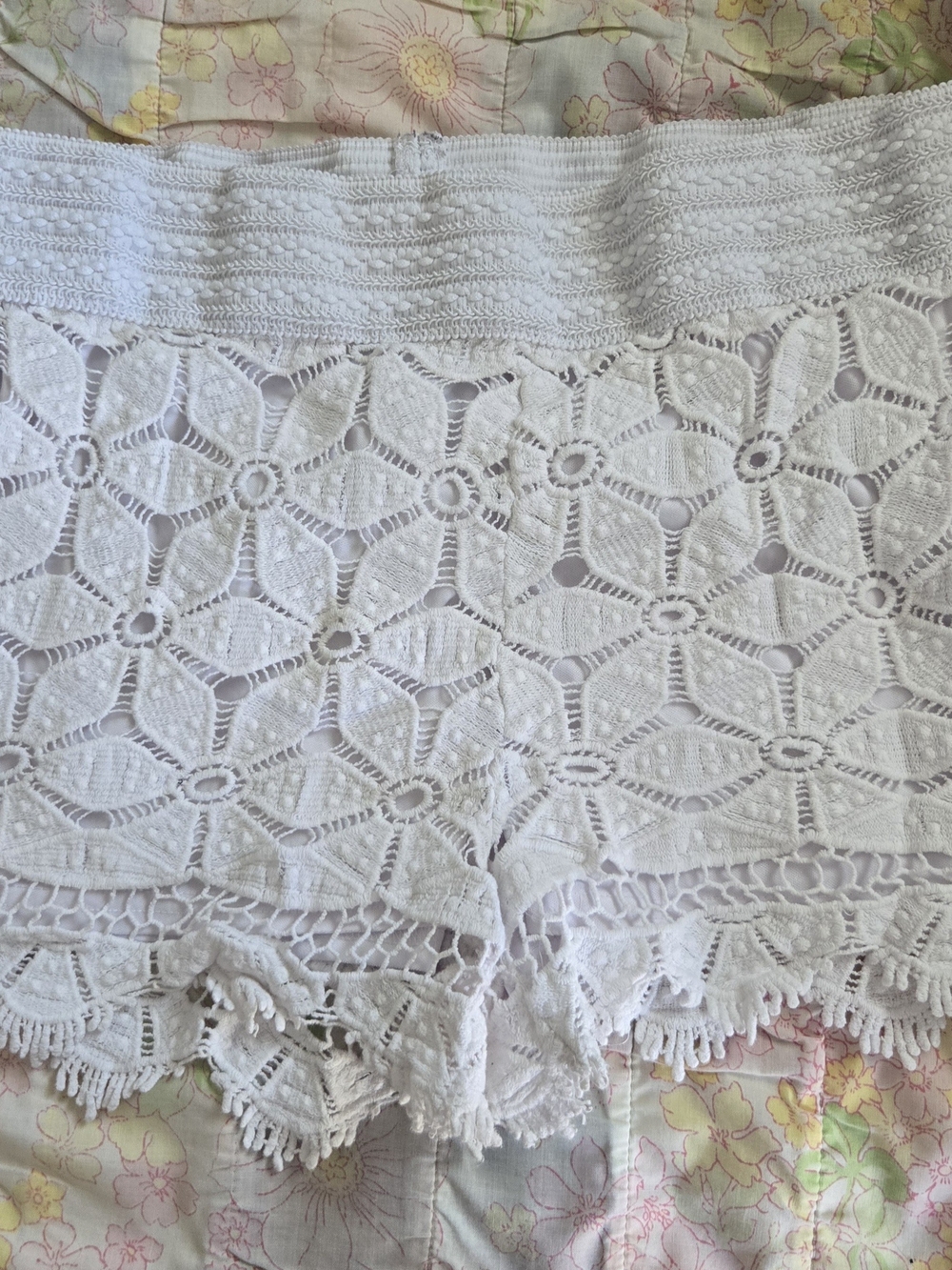 Riley James White Crochet Lace Women's Shorts MEDIUM